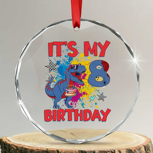Dino Spider Its My 8th Birthday Crystal Glass Ornament Dinosaur Gift For Boys