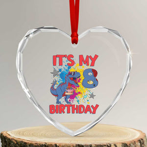 Dino Spider Its My 8th Birthday Heart Crystal Glass Ornament Dinosaur Gift For Boys