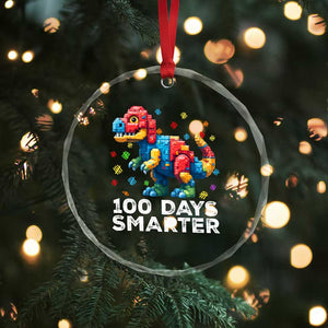 Dinosaur 100 Days Smarter Crystal Glass Ornament Building Bricks Dinosaur 100th Day Kids TS10 Print Your Wear