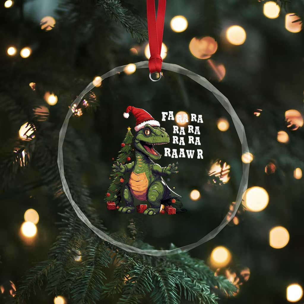Dinosaur Christmas Crystal Glass Ornament Fa Ra Ra Ra Rawr Xmas Tree Santa Rex Lover TS02 Print Your Wear
