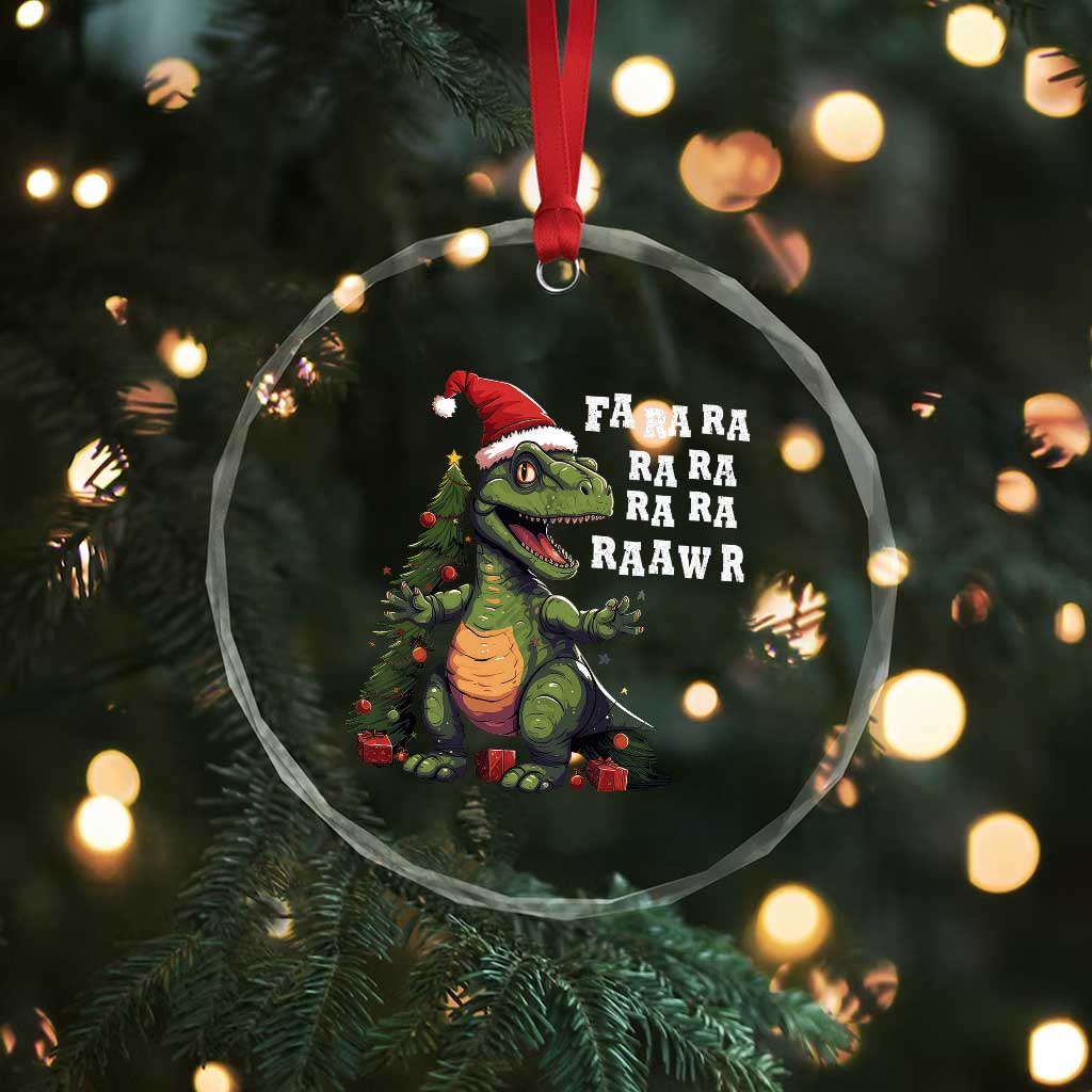 Dinosaur Christmas Crystal Glass Ornament Fa Ra Ra Ra Rawr Xmas Tree Santa Rex Lover TS02 Print Your Wear