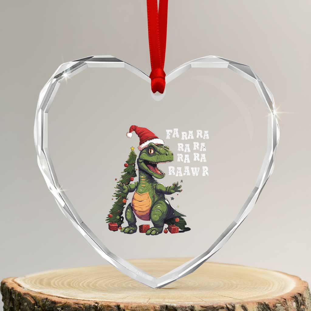 Dinosaur Christmas Heart Crystal Glass Ornament Fa Ra Ra Ra Rawr Xmas Tree Santa Rex Lover TS02 Transparent Glass 3'' Heart Print Your Wear