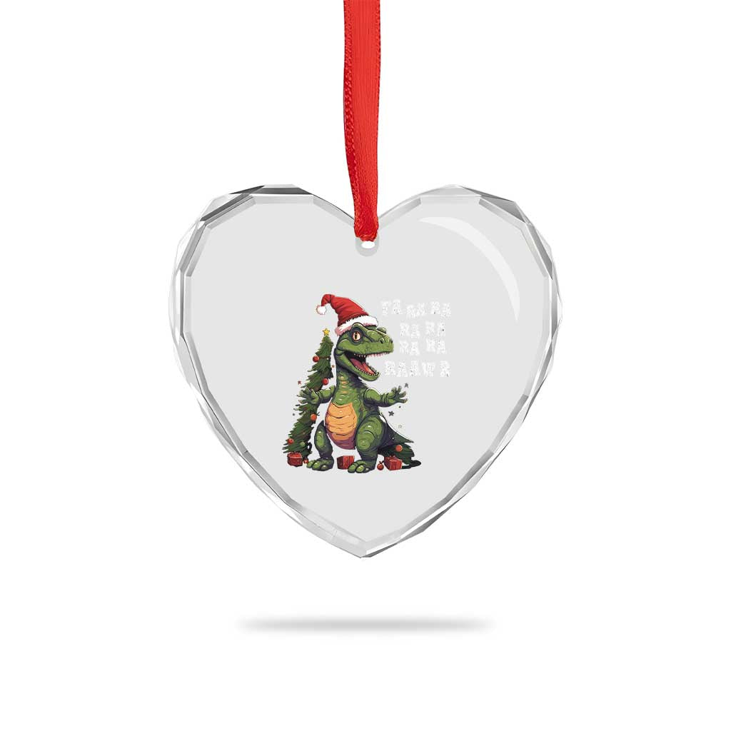 Dinosaur Christmas Heart Crystal Glass Ornament Fa Ra Ra Ra Rawr Xmas Tree Santa Rex Lover TS02 Print Your Wear