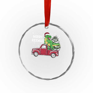 Dinosaur Christmas Tree Crystal Glass Ornament Merry Rexmas Xmas Pet Dino Trex Red Truck Family TS10 Print Your Wear