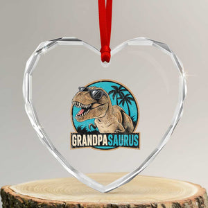 Dinosaur Grandfather Heart Crystal Glass Ornament Funny Grandpasaurus Fathers Day Family Matching TS11 Transparent Glass 3'' Heart Print Your Wear