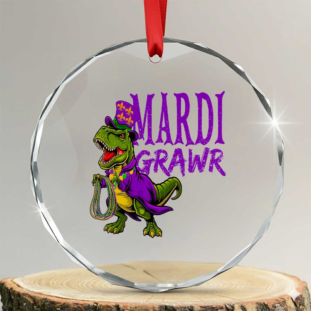 Dinosaur Mardi Gras Crystal Glass Ornament Funny Meme New Orleans Party Custume Beads TS10 Transparent Glass 3'' Circle Print Your Wear