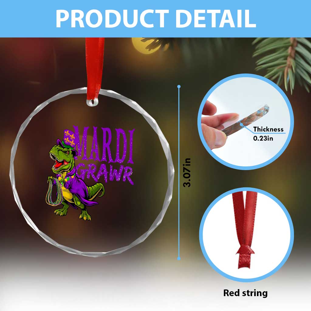 Dinosaur Mardi Gras Crystal Glass Ornament Funny Meme New Orleans Party Custume Beads TS10 Print Your Wear