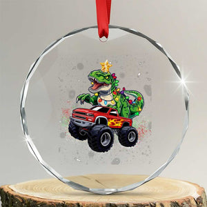 Dinosaur Monster Truck Crystal Glass Ornament TS10 Transparent Glass 3'' Circle Print Your Wear