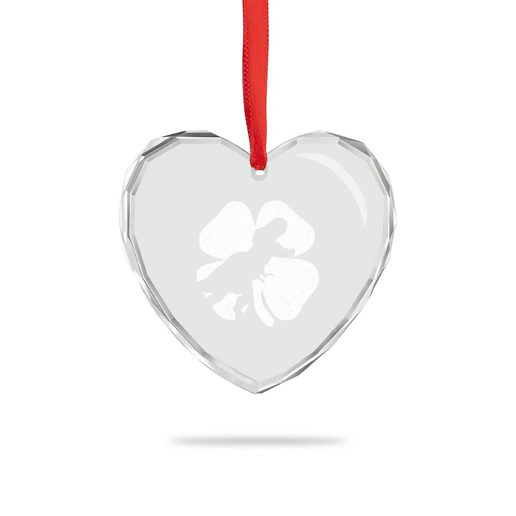 Dinosaur St Patricks Day Shamrock Heart Crystal Glass Ornament Silhouette Boys Toddler Kids TS10 Print Your Wear