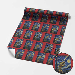 Dinosaur Starry Night Meteor Shower Wrapping Paper Roll Astronomy Lover Gift