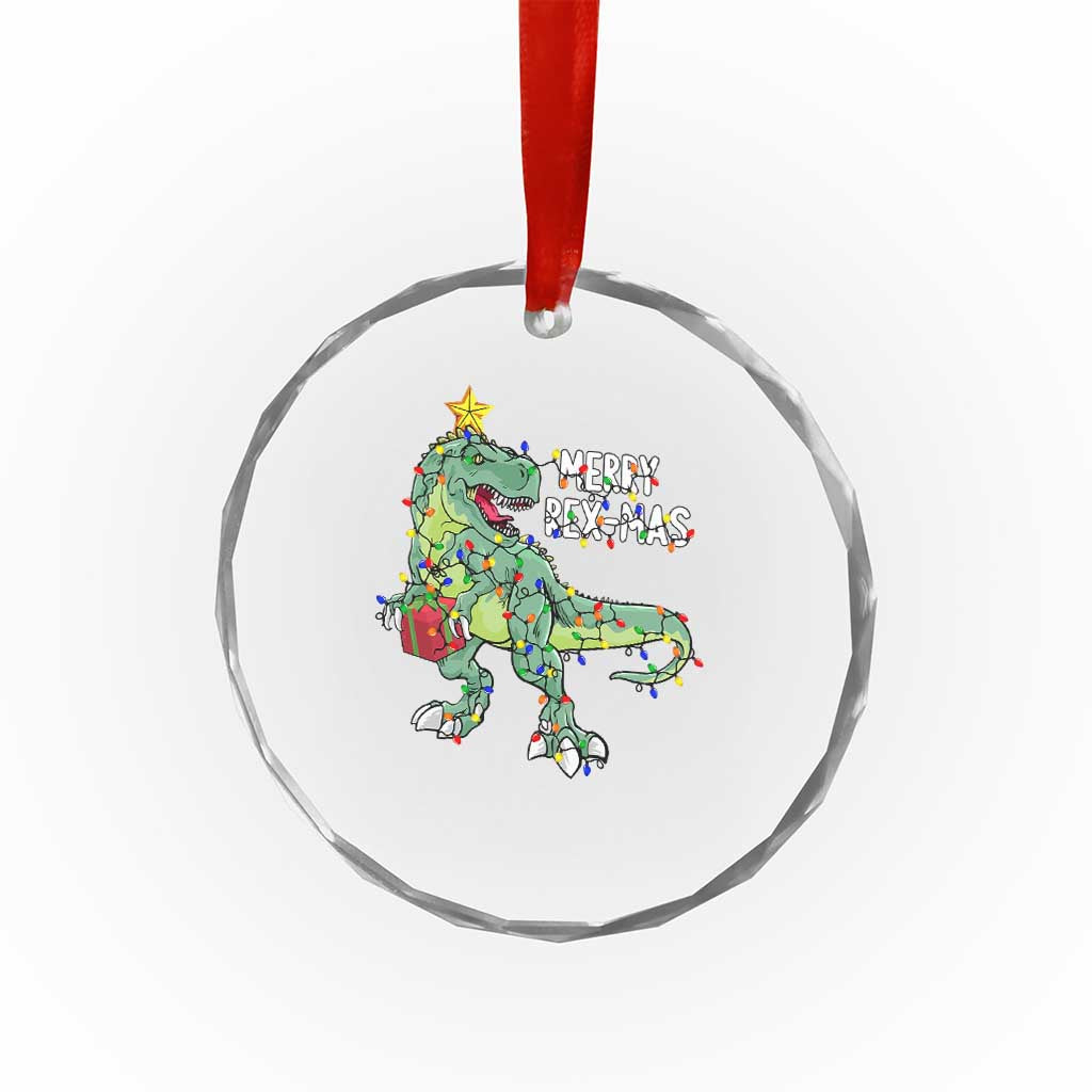 Dinosaur Xmas Tree Rex Crystal Glass Ornament Merry Rex-Mas Xmas Pet Dino Trex TS10 Print Your Wear