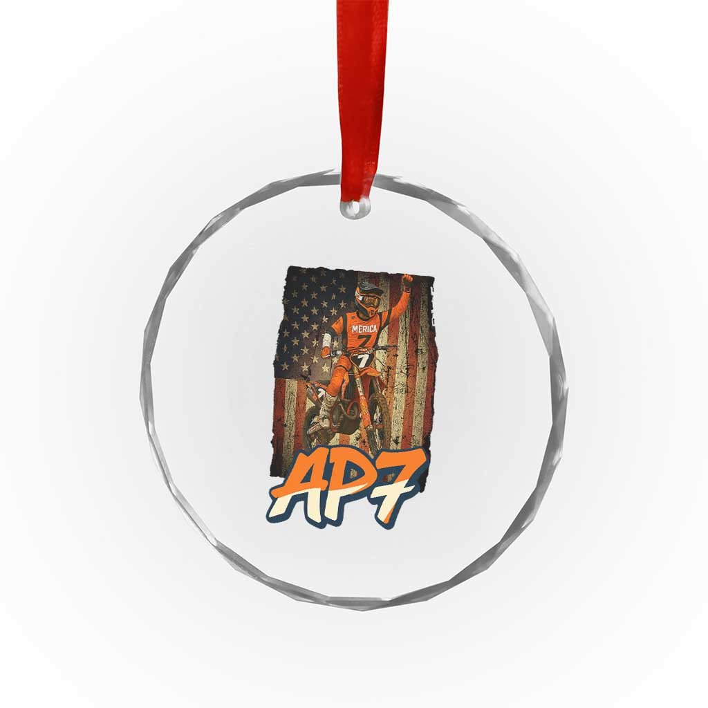 Dirt Bike American Flag Crystal Glass Ornament TS14 Print Your Wear