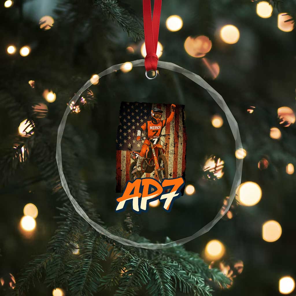 Dirt Bike American Flag Crystal Glass Ornament TS14 Print Your Wear
