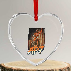 Dirt Bike American Flag Heart Crystal Glass Ornament TS14 Transparent Glass 3'' Heart Print Your Wear