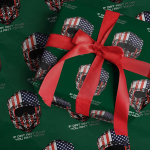 Dirt Bike American Flag Patriotic Wrapping Paper Roll If Dirt Ain't Flyin You Ain't Tryin TS14 Green Print Your Wear