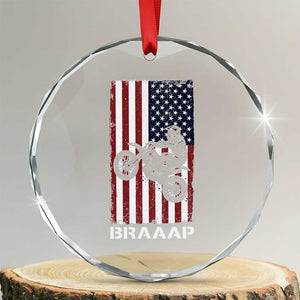 Dirt Bike Crystal Glass Ornament Braaap American Flag Motocross TS14 Transparent Glass 3'' Circle Print Your Wear