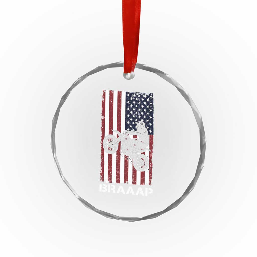 Dirt Bike Crystal Glass Ornament Braaap American Flag Motocross TS14 Print Your Wear