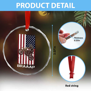 Dirt Bike Crystal Glass Ornament Braaap American Flag Motocross TS14 Print Your Wear