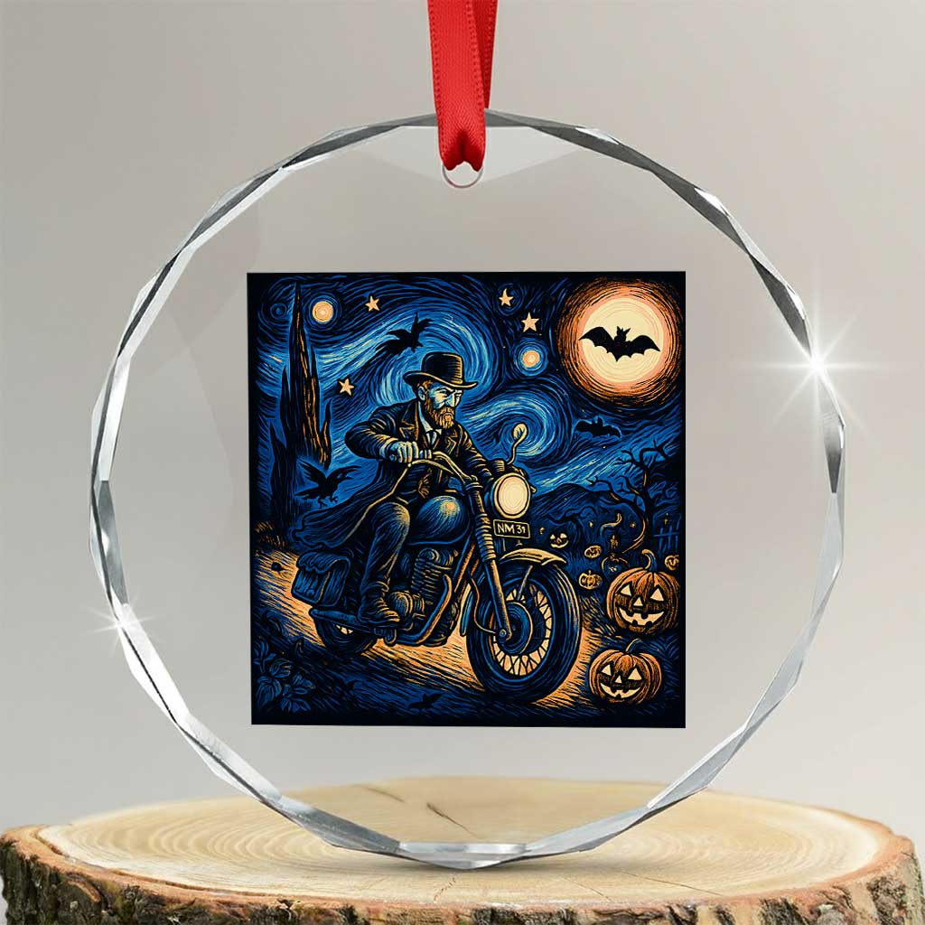 Dirt Bike Crystal Glass Ornament Van Gogh Starry Night Halloween Biker TS14 Print Your Wear