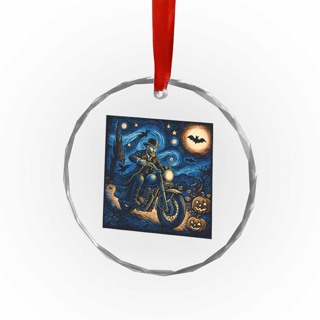 Dirt Bike Crystal Glass Ornament Van Gogh Starry Night Halloween Biker TS14 Transparent Glass 3'' Circle Print Your Wear