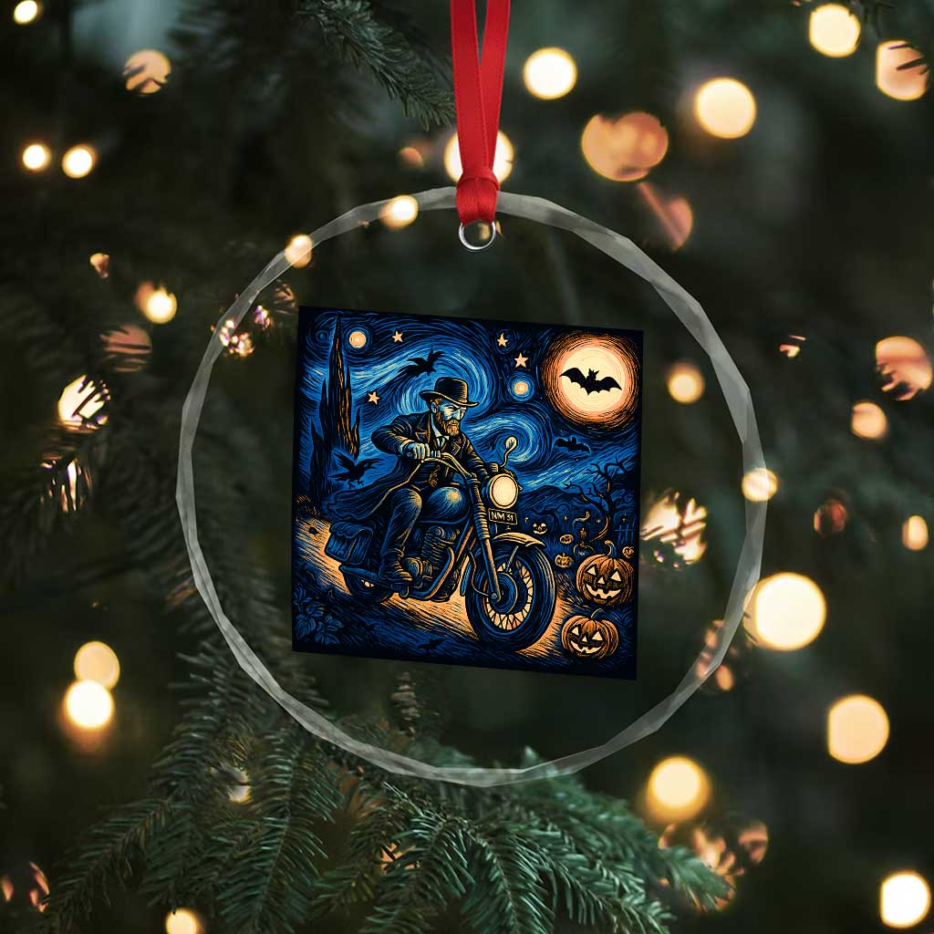 Dirt Bike Crystal Glass Ornament Van Gogh Starry Night Halloween Biker TS14 Print Your Wear