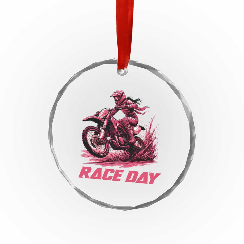 Dirt Bike Girl Crystal Glass Ornament Motocross Racing Women TS14 Transparent Glass 3'' Circle Print Your Wear