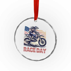 Dirt Bike Girl Crystal Glass Ornament Patriotic Motocross American Flag Racing TS14 Print Your Wear