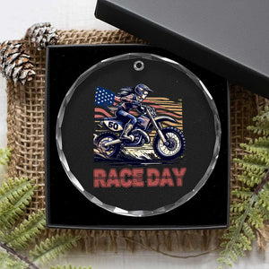 Dirt Bike Girl Crystal Glass Ornament Patriotic Motocross American Flag Racing TS14 Print Your Wear