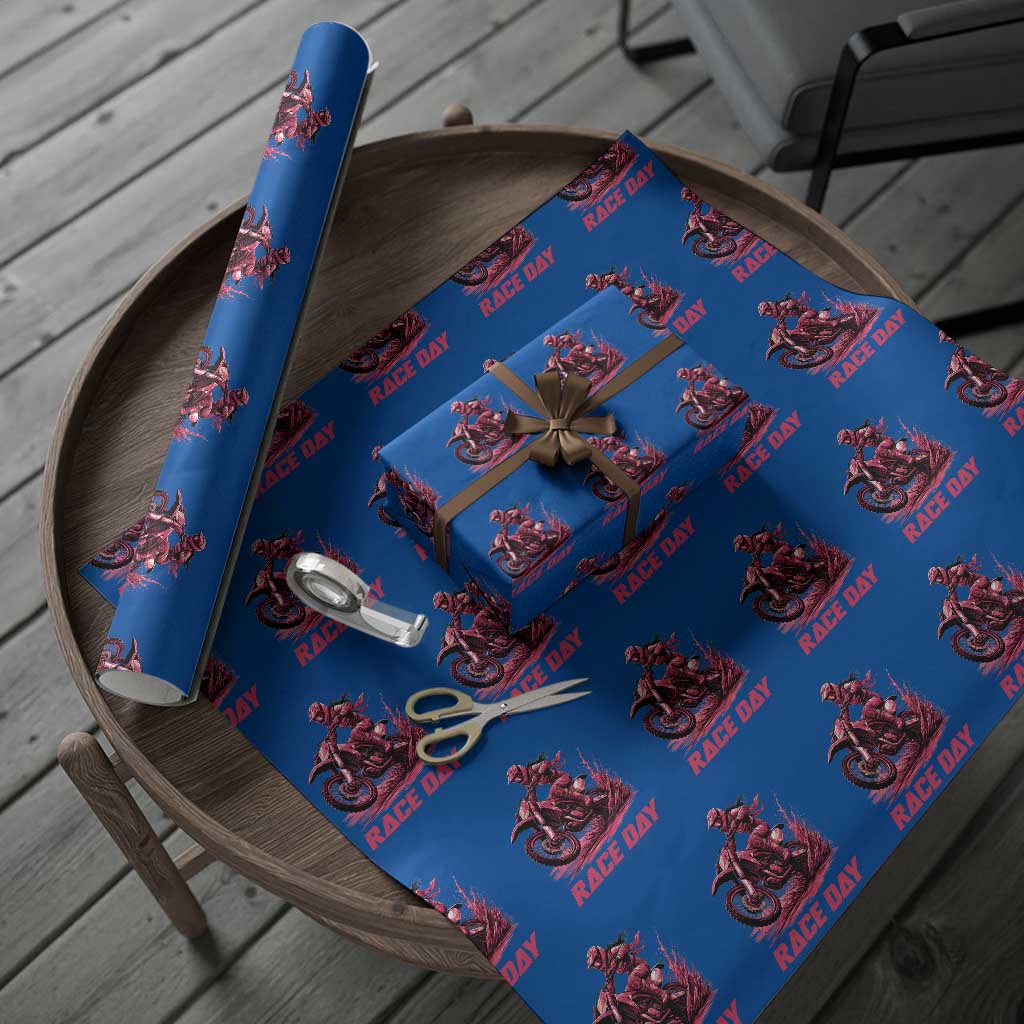 Dirt Bike Girl Wrapping Paper Roll Motocross Racing Women TS14 Blue Print Your Wear