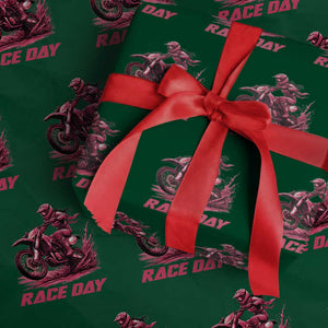 Dirt Bike Girl Wrapping Paper Roll Motocross Racing Women TS14 Green Print Your Wear