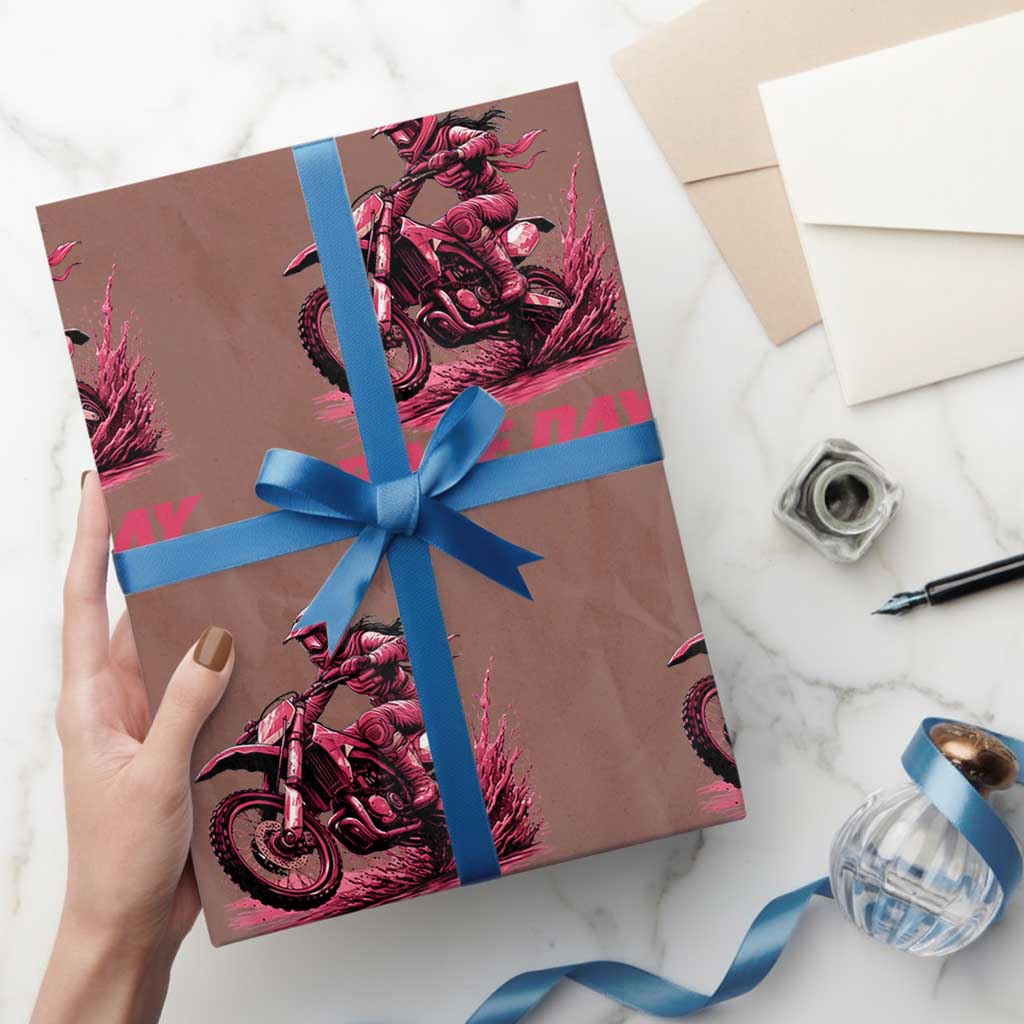 Dirt Bike Girl Wrapping Paper Roll Motocross Racing Women TS14 Mocha Print Your Wear