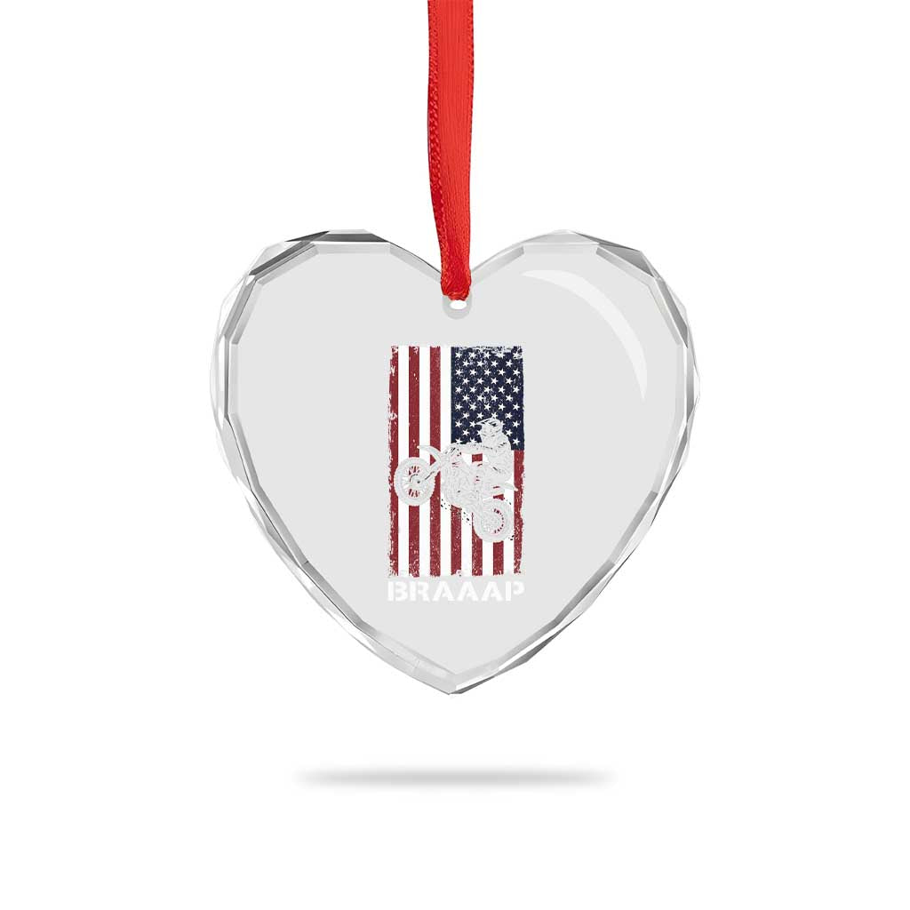 Dirt Bike Heart Crystal Glass Ornament Braaap American Flag Motocross TS14 Print Your Wear