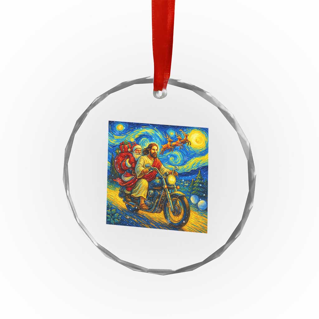Dirt Bike Motocross Crystal Glass Ornament Jesus Santa Christmas Starry Night TS14 Print Your Wear