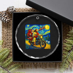 Dirt Bike Motocross Crystal Glass Ornament Jesus Santa Christmas Starry Night TS14 Print Your Wear