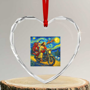 Dirt Bike Motocross Heart Crystal Glass Ornament Jesus Santa Christmas Starry Night TS14 Transparent Glass 3'' Heart Print Your Wear