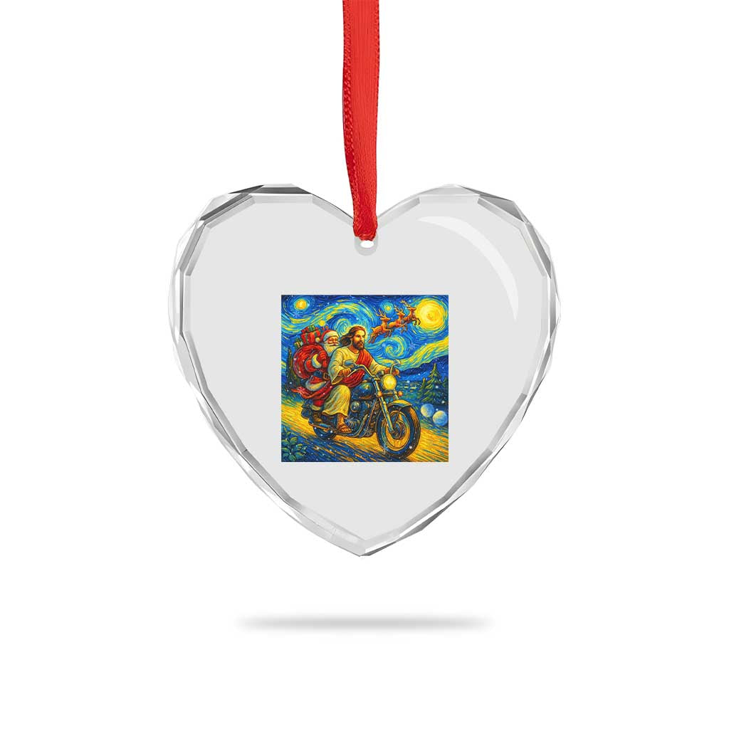 Dirt Bike Motocross Heart Crystal Glass Ornament Jesus Santa Christmas Starry Night TS14 Print Your Wear