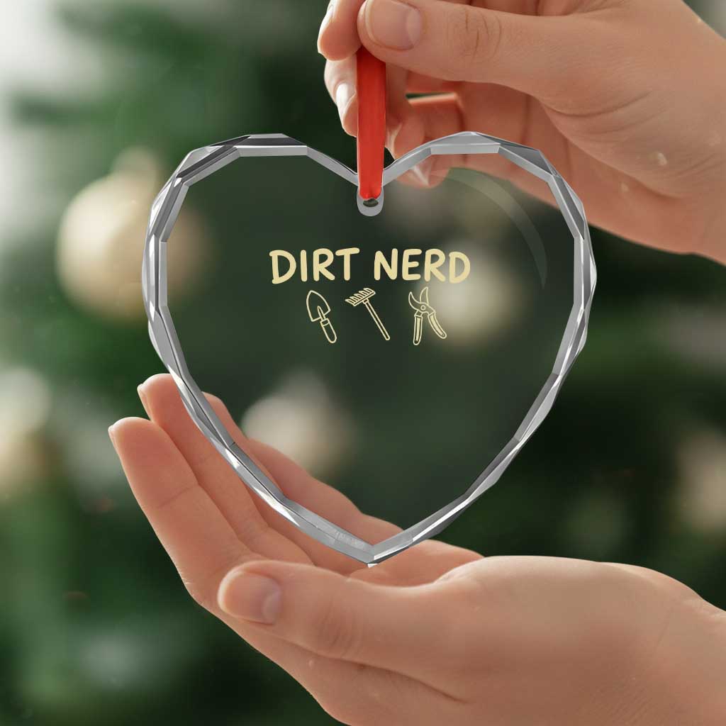 Dirt Nerd Heart Crystal Glass Ornament Funny Gardening Lover Gardener