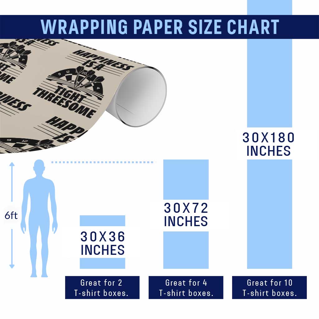 Dirty Joke Darts Gift Wrapping Paper Roll Darts Happiness Is A Tight Threesome TS12 Print Your Wear