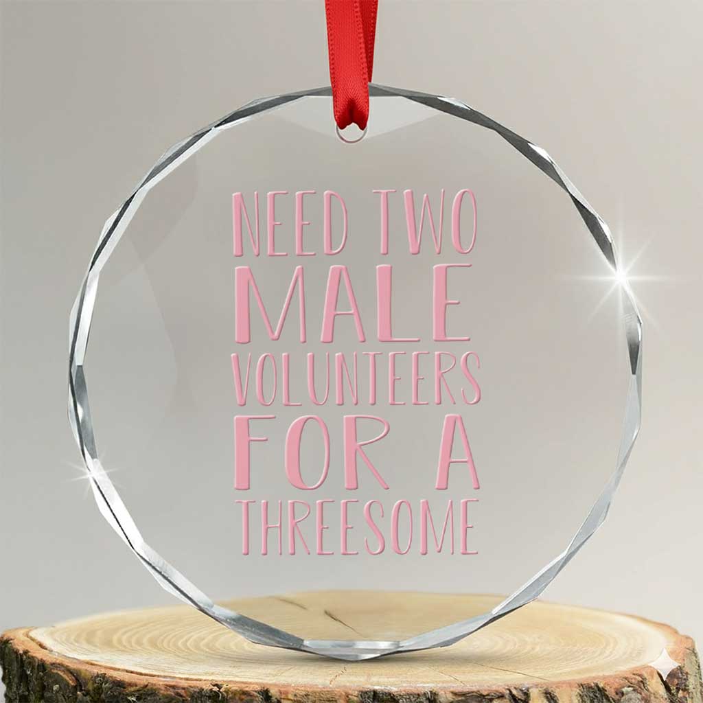 Dirty Joke Gag Gift Crystal Glass Ornament Need Two Male Volunteers For A Threesome TS12 Transparent Glass 3'' Circle Print Your Wear