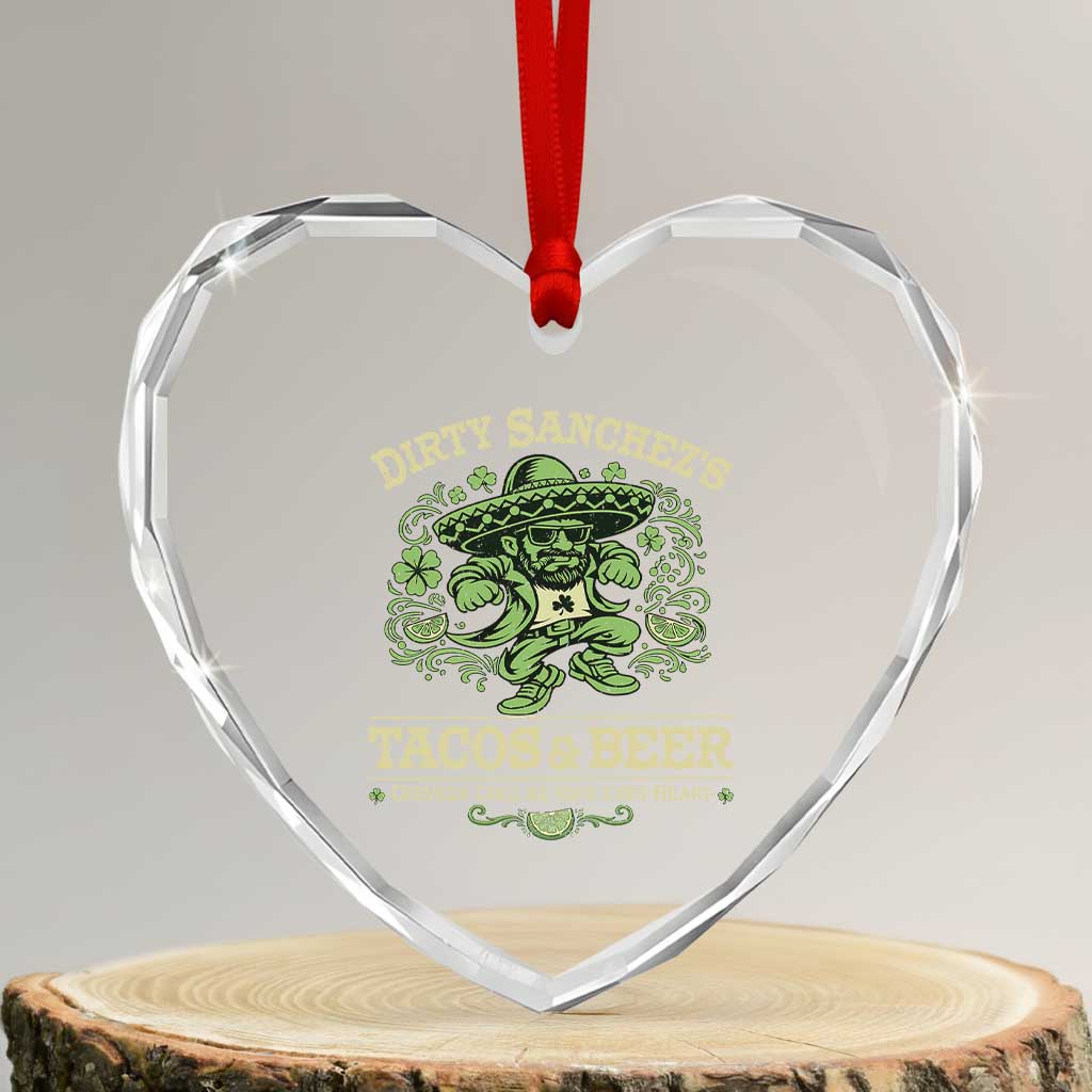 Dirty Sanchezs Tacos and Beer Funny Fiesta Heart Crystal Glass Ornament Cerveza Cold as Your Exes Heart Mexican Party Humor TS02 Transparent Glass 3'' Heart Print Your Wear