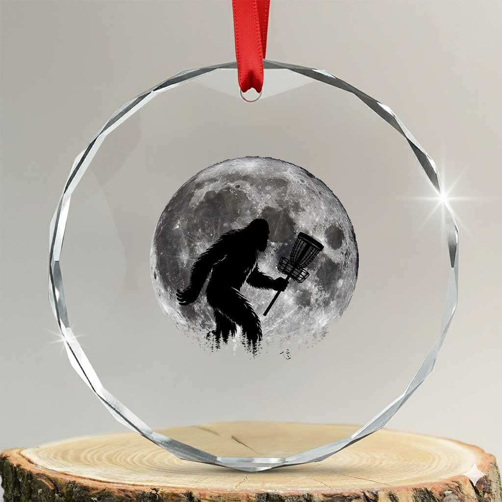 Disc Golf Bigfoot Crystal Glass Ornament Funny Cool Full Moon & Trees Sasquatch TS10 Transparent Glass 3'' Circle Print Your Wear