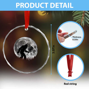 Disc Golf Bigfoot Crystal Glass Ornament Funny Cool Full Moon & Trees Sasquatch TS10 Print Your Wear
