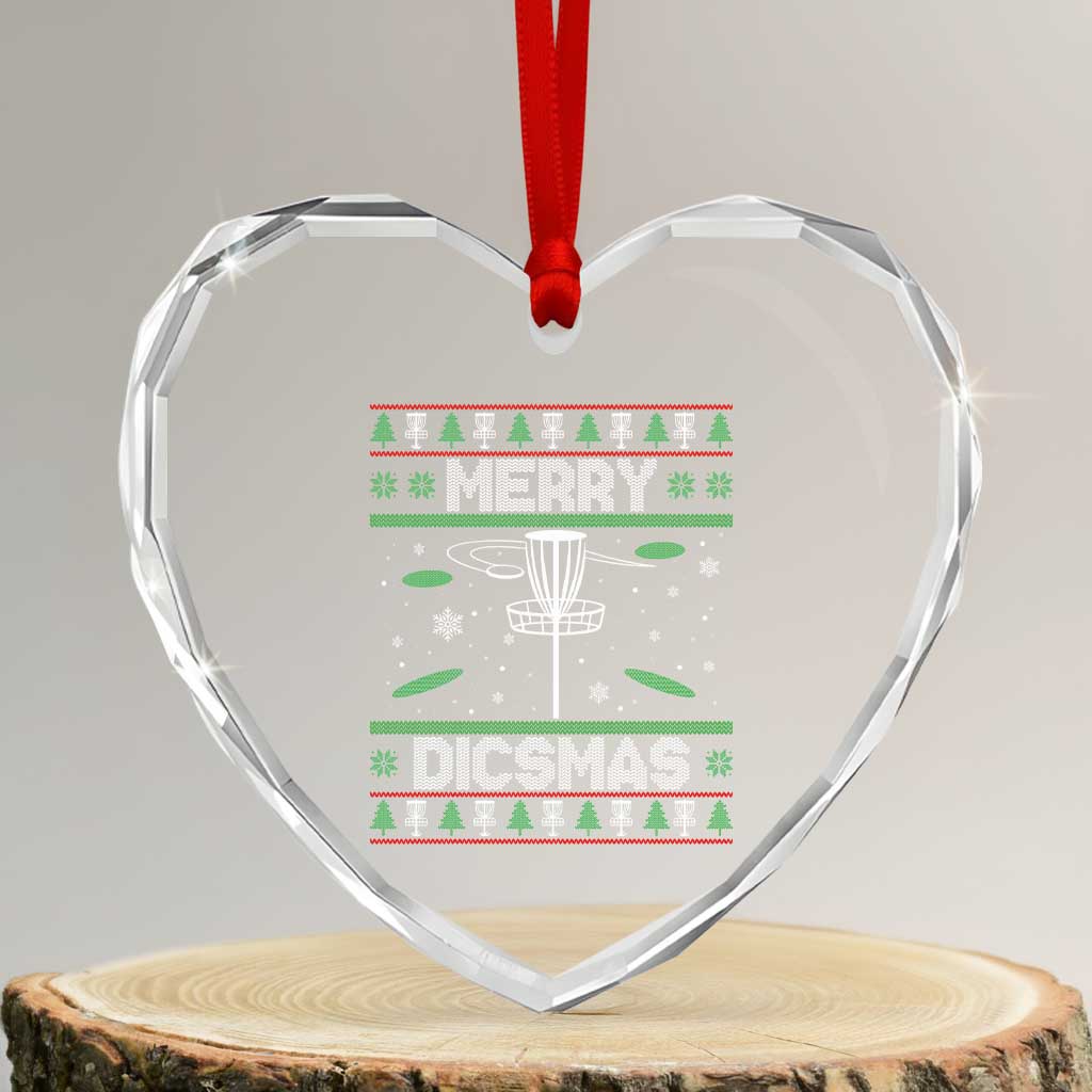 Disc Golf Christmas Heart Crystal Glass Ornament Merry Discmas Ugly Xmas TS10 Transparent Glass 3'' Heart Print Your Wear