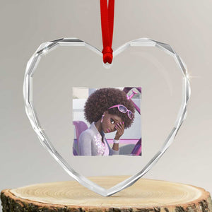 Disgusted Black Doll Meme Heart Crystal Glass Ornament Funny Sassy Reaction Afro Girl With Attitude TS10 Transparent Glass 3'' Heart Print Your Wear