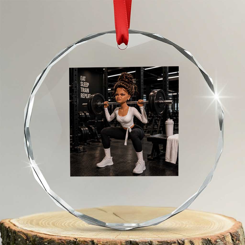 Disgusting Gym Girl Funny Workout Meme Crystal Glass Ornament Humor Fitness Lovers TS10 Transparent Glass 3'' Circle Print Your Wear