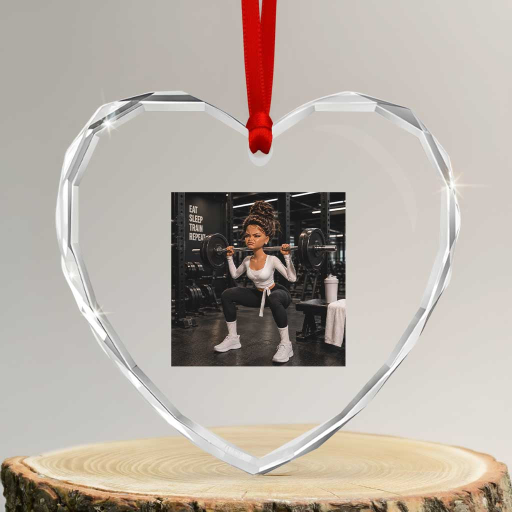Disgusting Gym Girl Funny Workout Meme Heart Crystal Glass Ornament Humor Fitness Lovers TS10 Transparent Glass 3'' Heart Print Your Wear