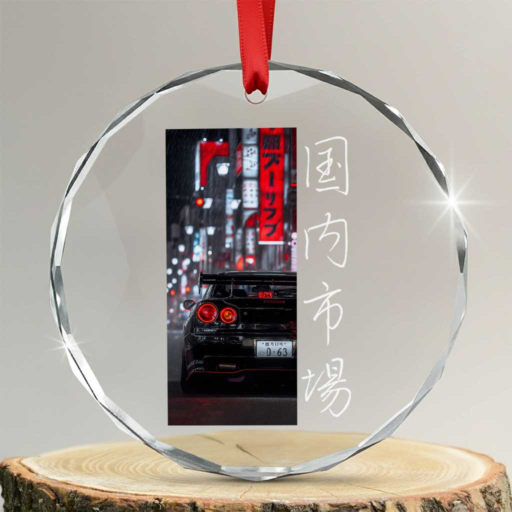 Distress JDM Drift Car Crystal Glass Ornament Distress Japanese Automotive Tuning Car TS10 Transparent Glass 3'' Circle Print Your Wear