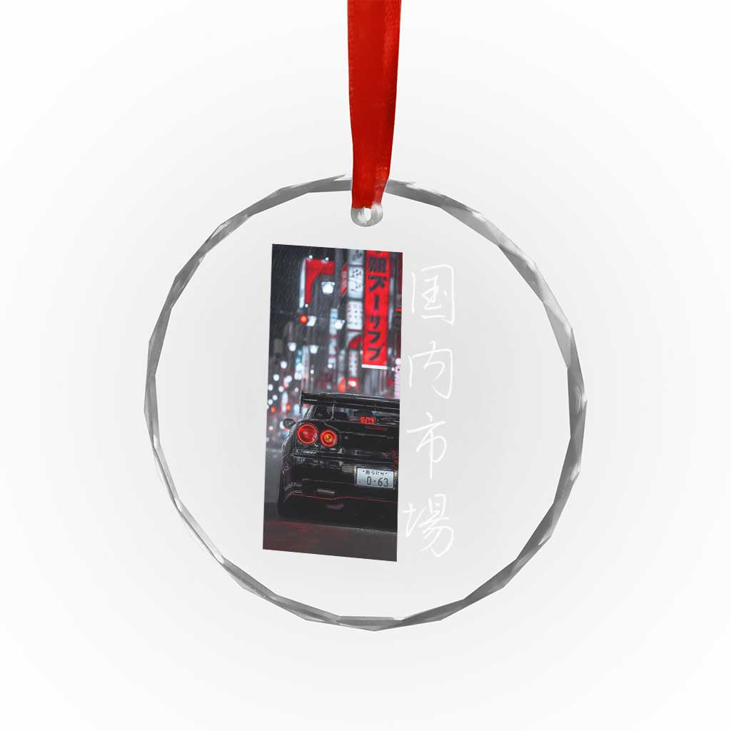 Distress JDM Drift Car Crystal Glass Ornament Distress Japanese Automotive Tuning Car TS10 Transparent Glass 3'' Circle Print Your Wear