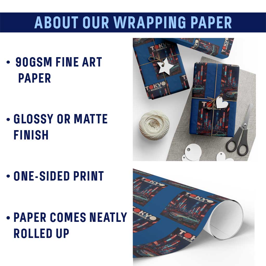 Distress JDM Tokyo Japan Drift Race Car Wrapping Paper Roll Retro Vintage Japanese Graphic TS10 Print Your Wear