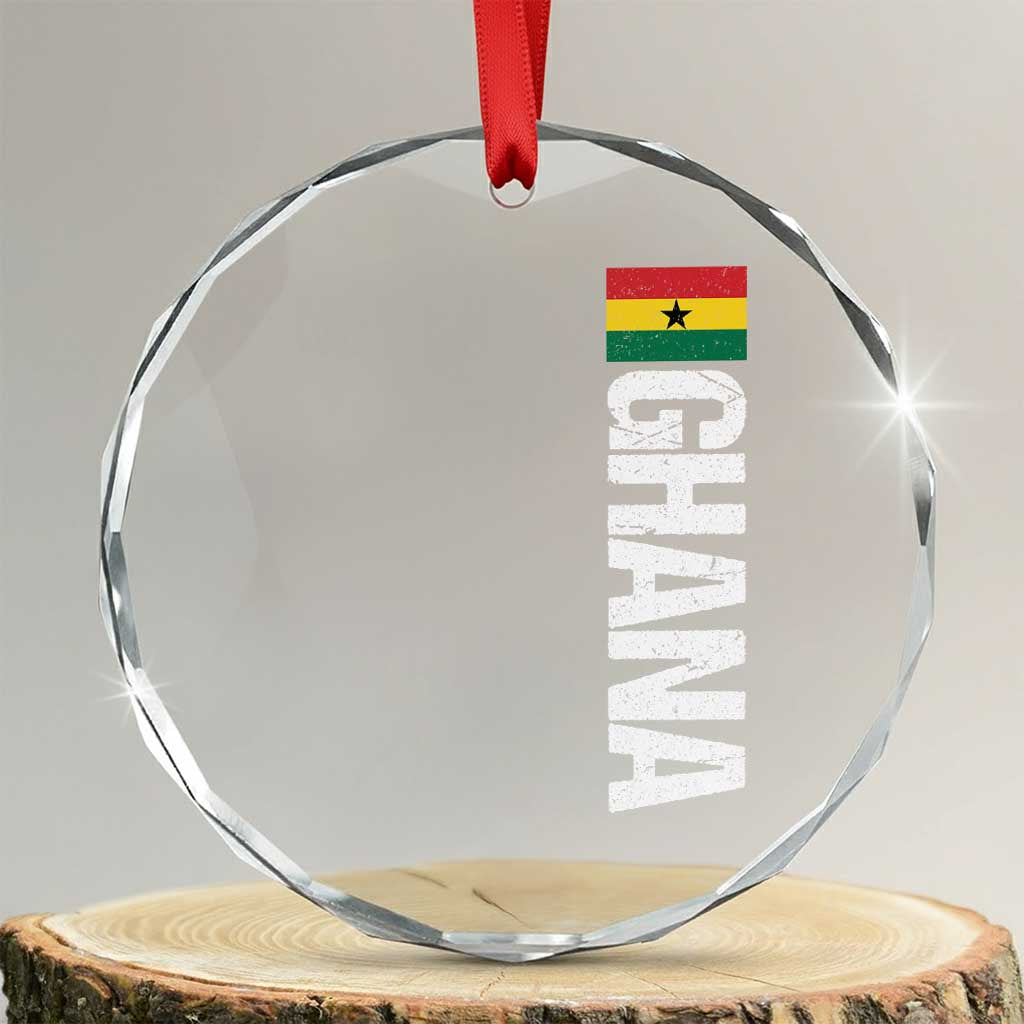 Distressed Ghana Flag Crystal Glass Ornament Vintage Ghanese Flag Africa Ghanaian Heritage TS10 Transparent Glass 3'' Circle Print Your Wear